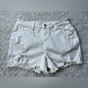 SO Juniors Size 17 Curvy Midi High Rise Distressed Shorts